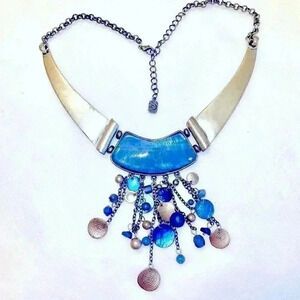 Vintage Yousi Copper Necklace Stones &  Beads mixed Design Perfect Vintage Art